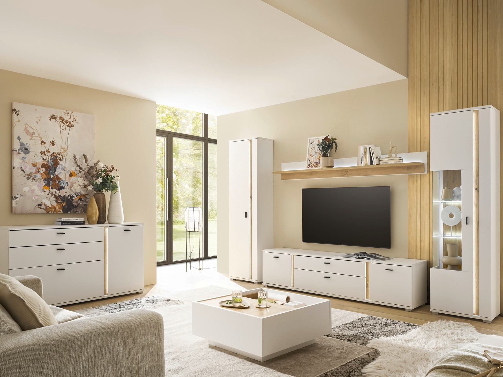 Масичка за кафе Avimavi 109 (Бял + Дъб уотан)