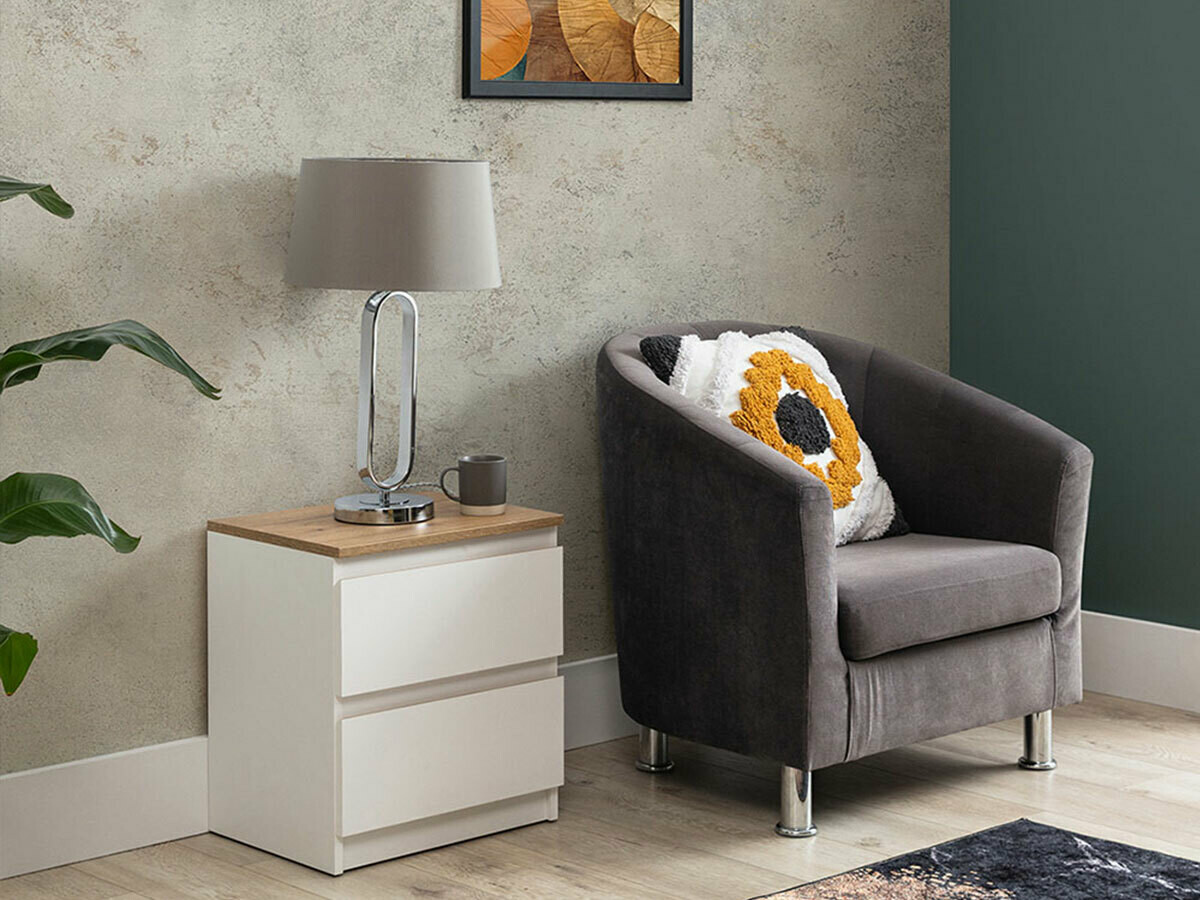 Нощно шкафче Catelbi 109 (Бял + Дъб)