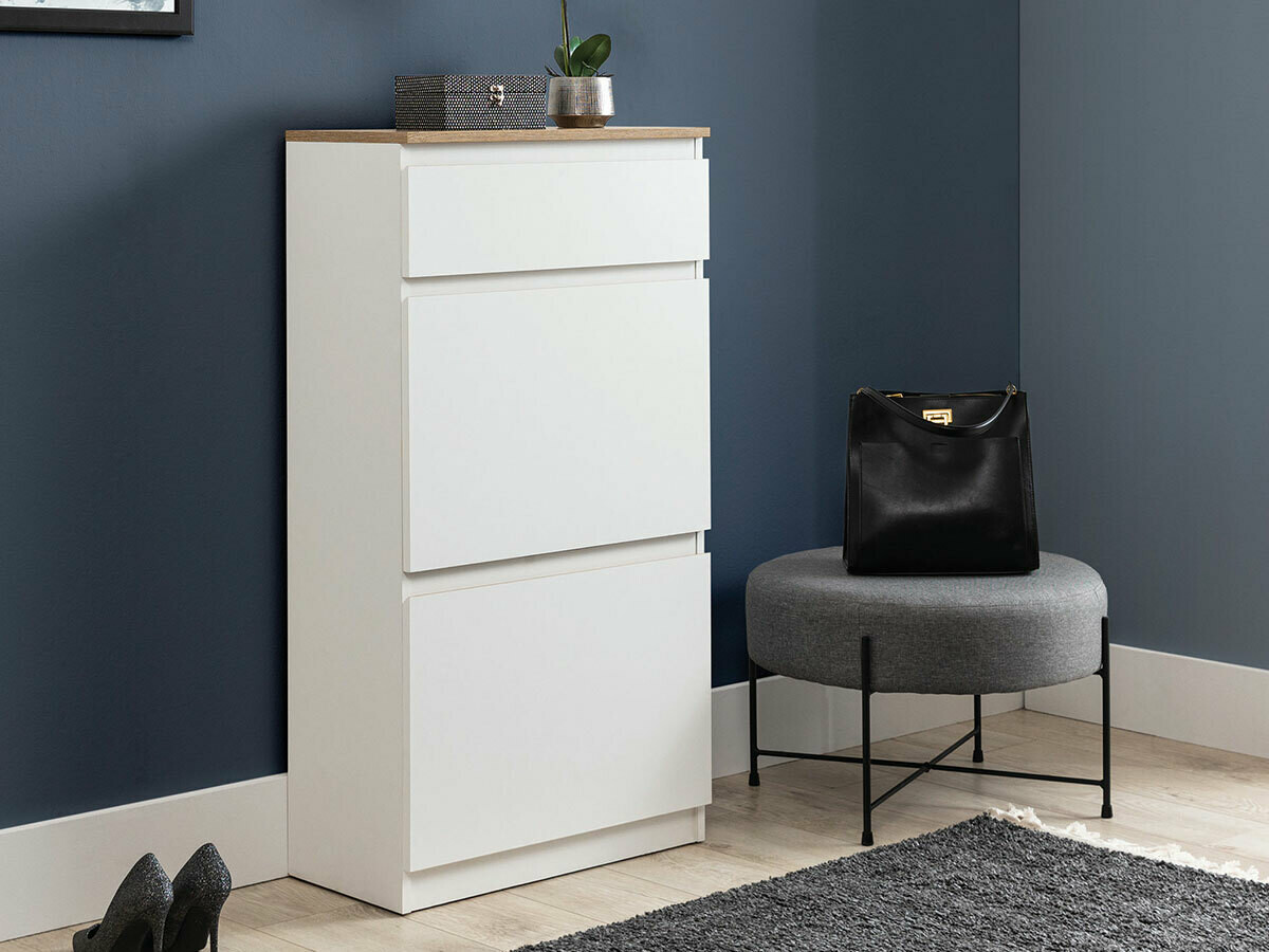 Шкаф за обувки Catelbi 108 (Бял + Дъб)