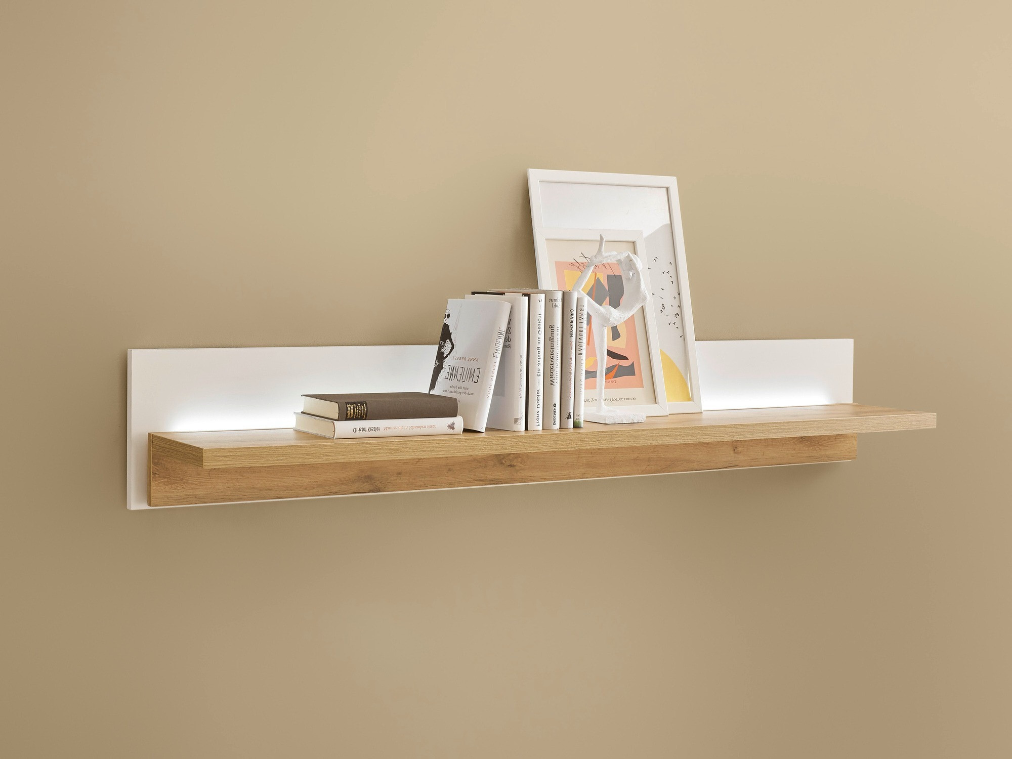 Стенна етажерка Avimavi 110 (Бял + Дъб уотан)