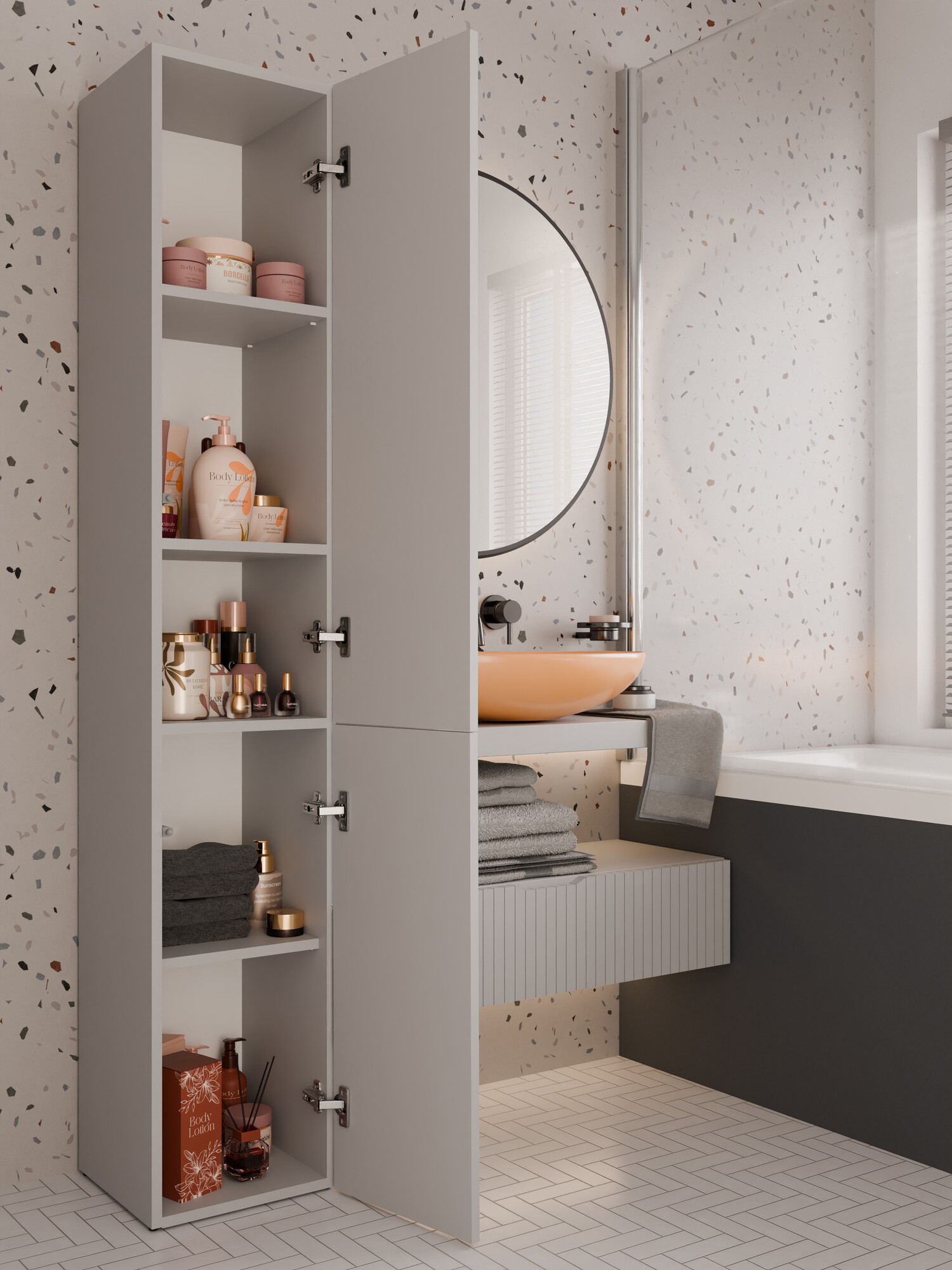 Стоящ шкаф за баня Nolmaru 110 (Кашмир)