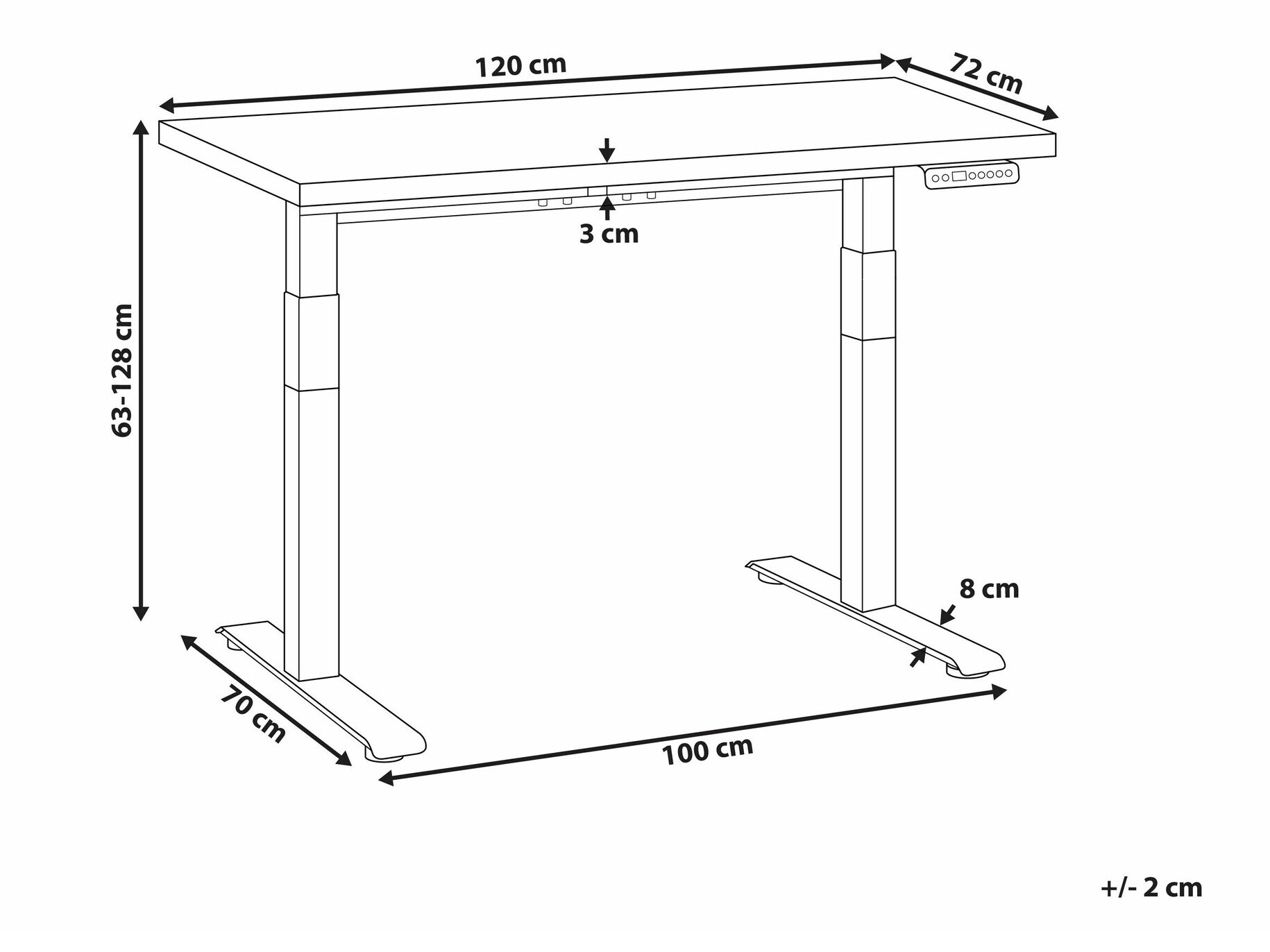 Офис бюро с регулируема височина Berwyn 2176 (Черен)