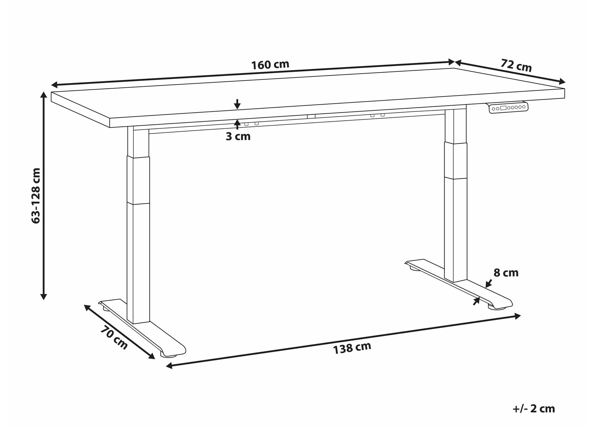 Офис бюро с регулируема височина Berwyn 2177 (Черен)
