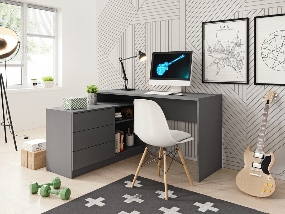 Ъглово офис бюро Kingston 130 (Графит)