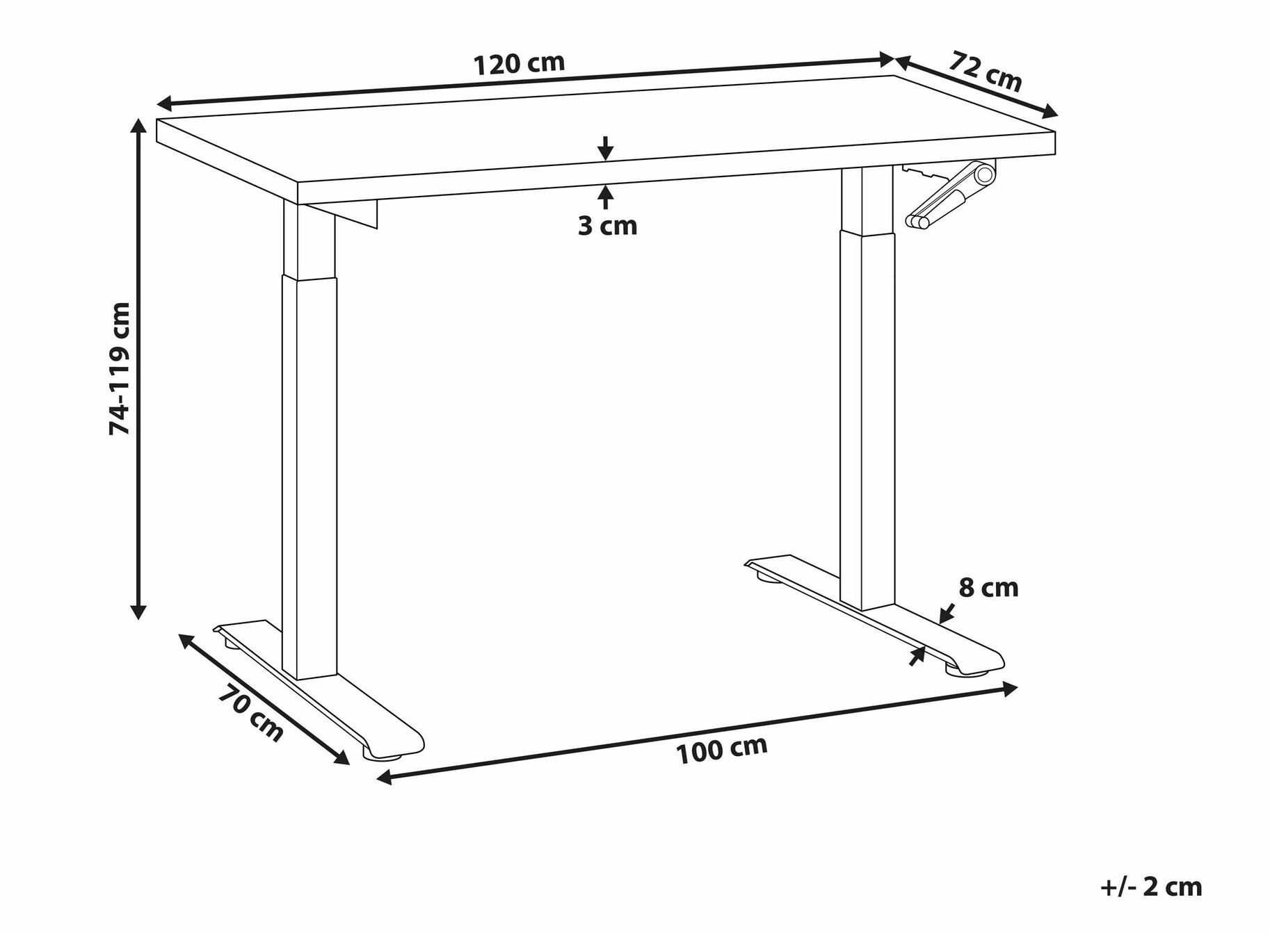 Офис бюро с регулируема височина Berwyn 2179 (Бял)