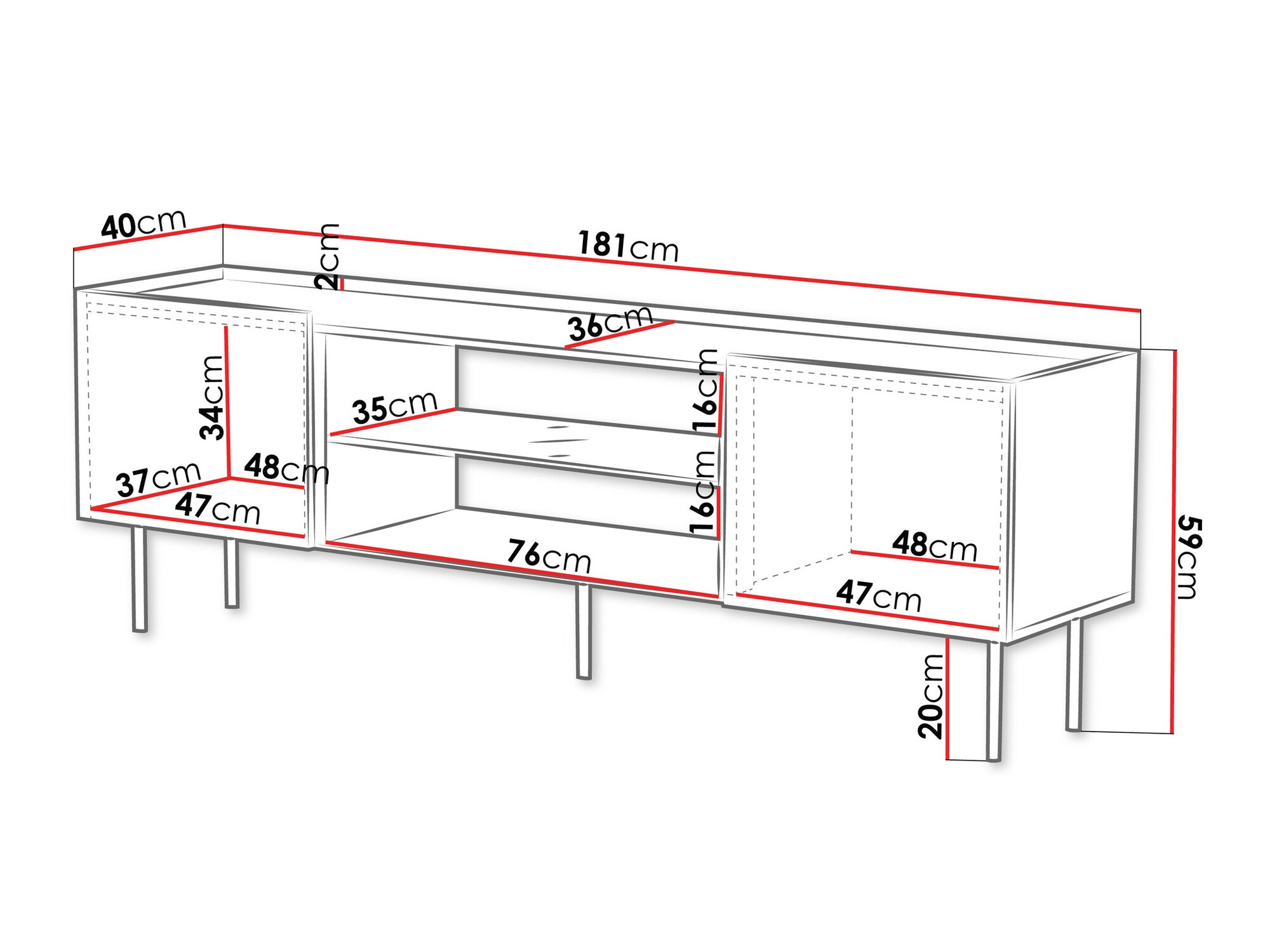 ТВ шкаф Sillen II (Черен)