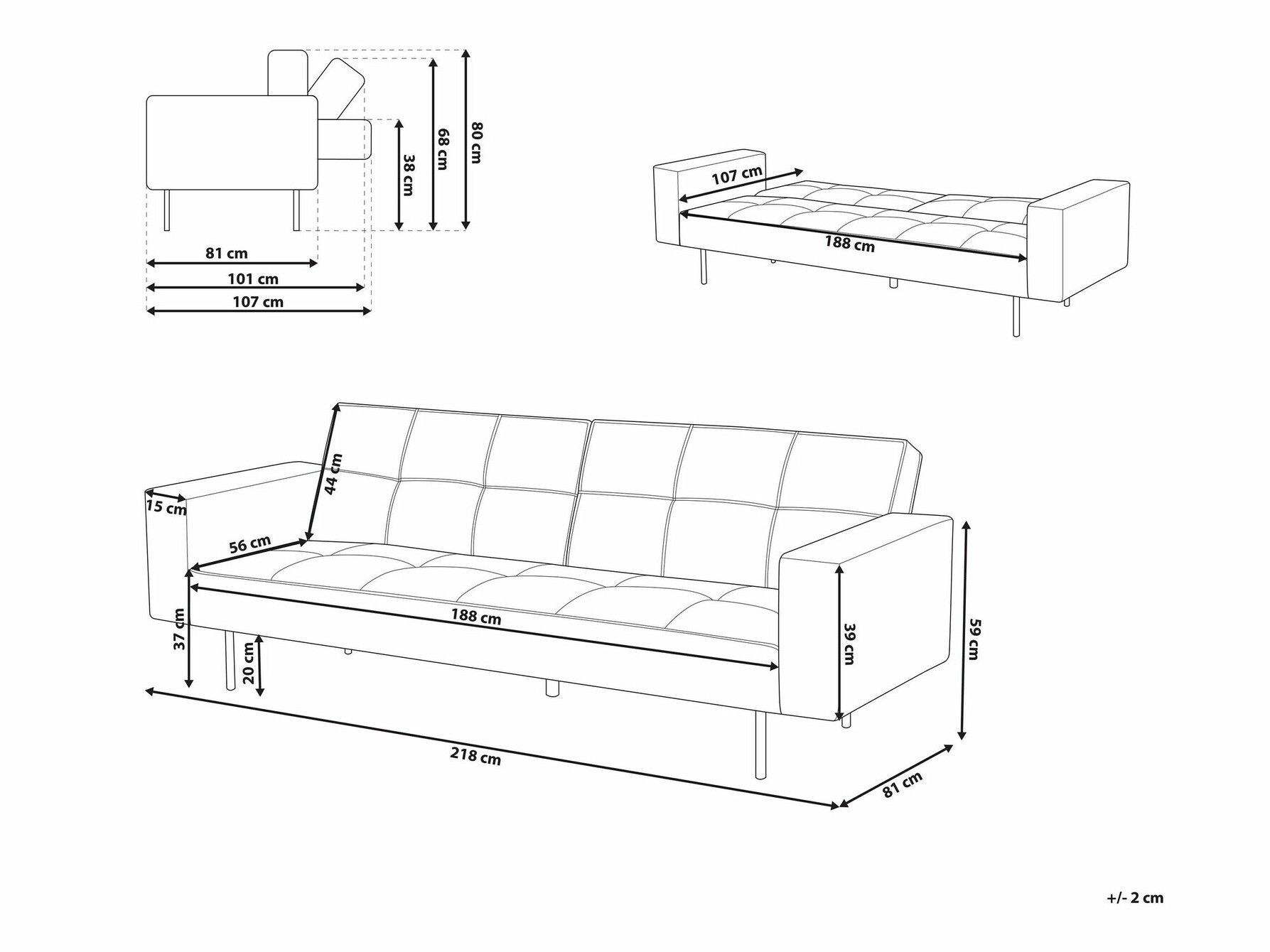 Разтегателен диван Berwyn 749 (Кафяв)