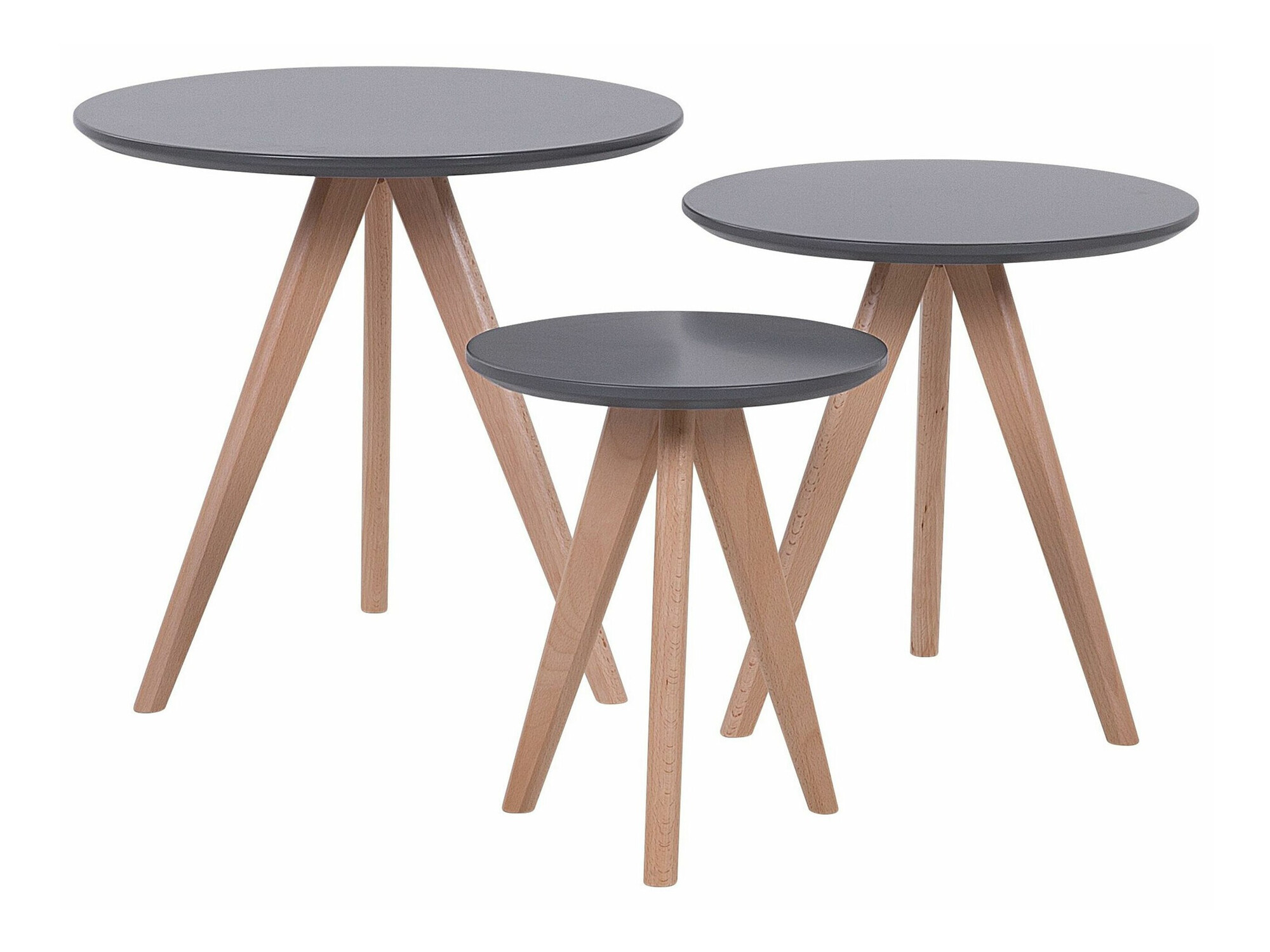 Комплект помощни маси Berwyn 1739 (Сив + Ярък дърво)