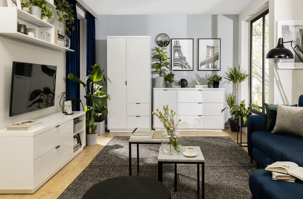 Етажерка Fivale 102 (Бял гланц + Бял)