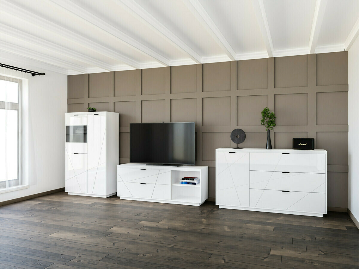 Етажерка Fivale 103 (Бял гланц + Бял)