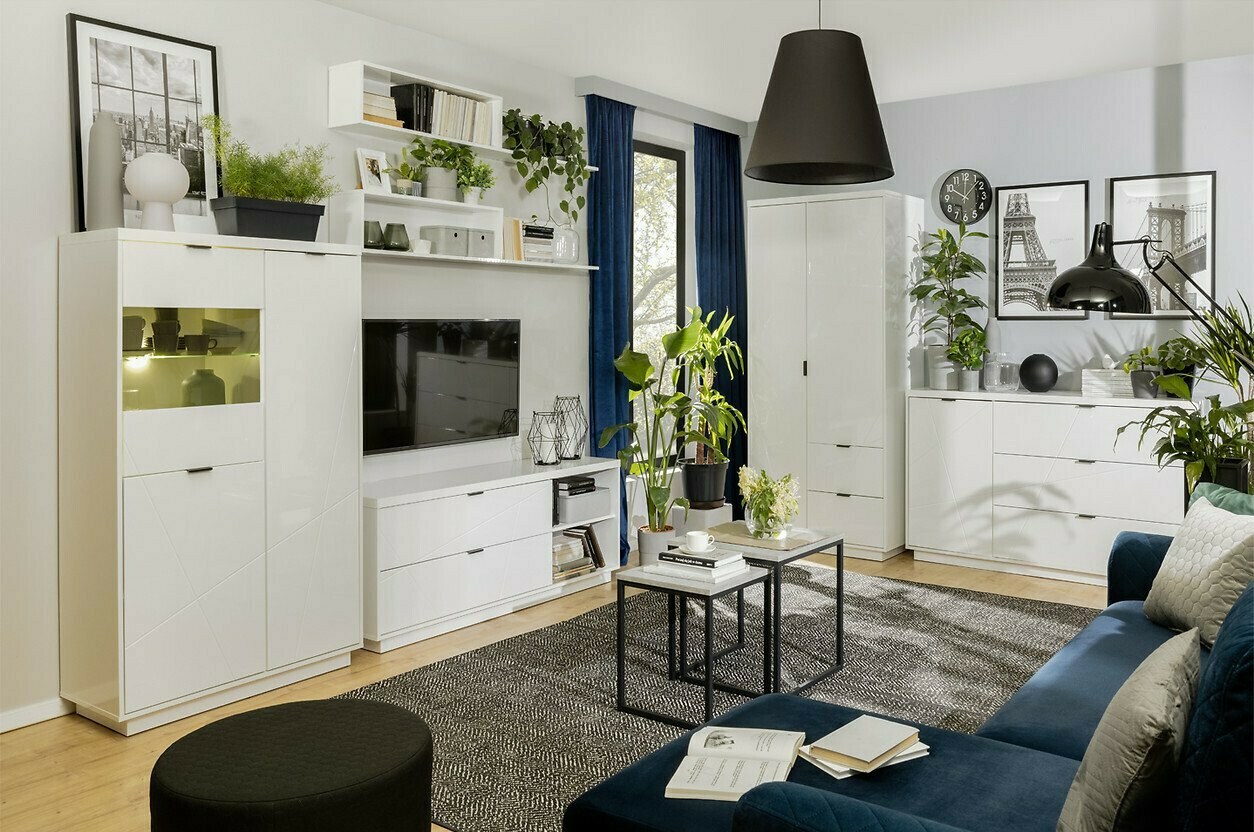 Етажерка Fivale 103 (Бял гланц + Бял)