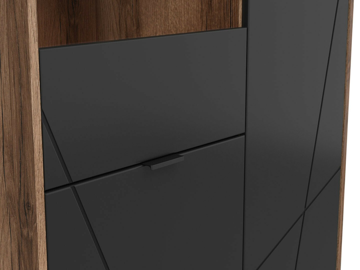 Етажерка Fivale 103 (Тъмен деланов дъб + Черен мат)