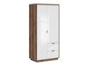 Гардероб Fivale 105 (Бял гланц + Тъмен деланов дъб)