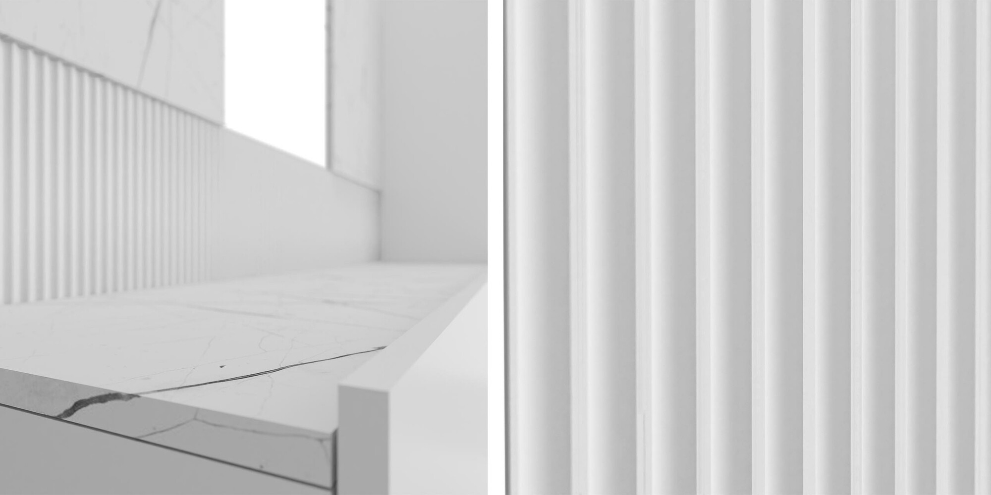 Комплект за хол Comfivo Salix I (Бял + Бял мрамор)