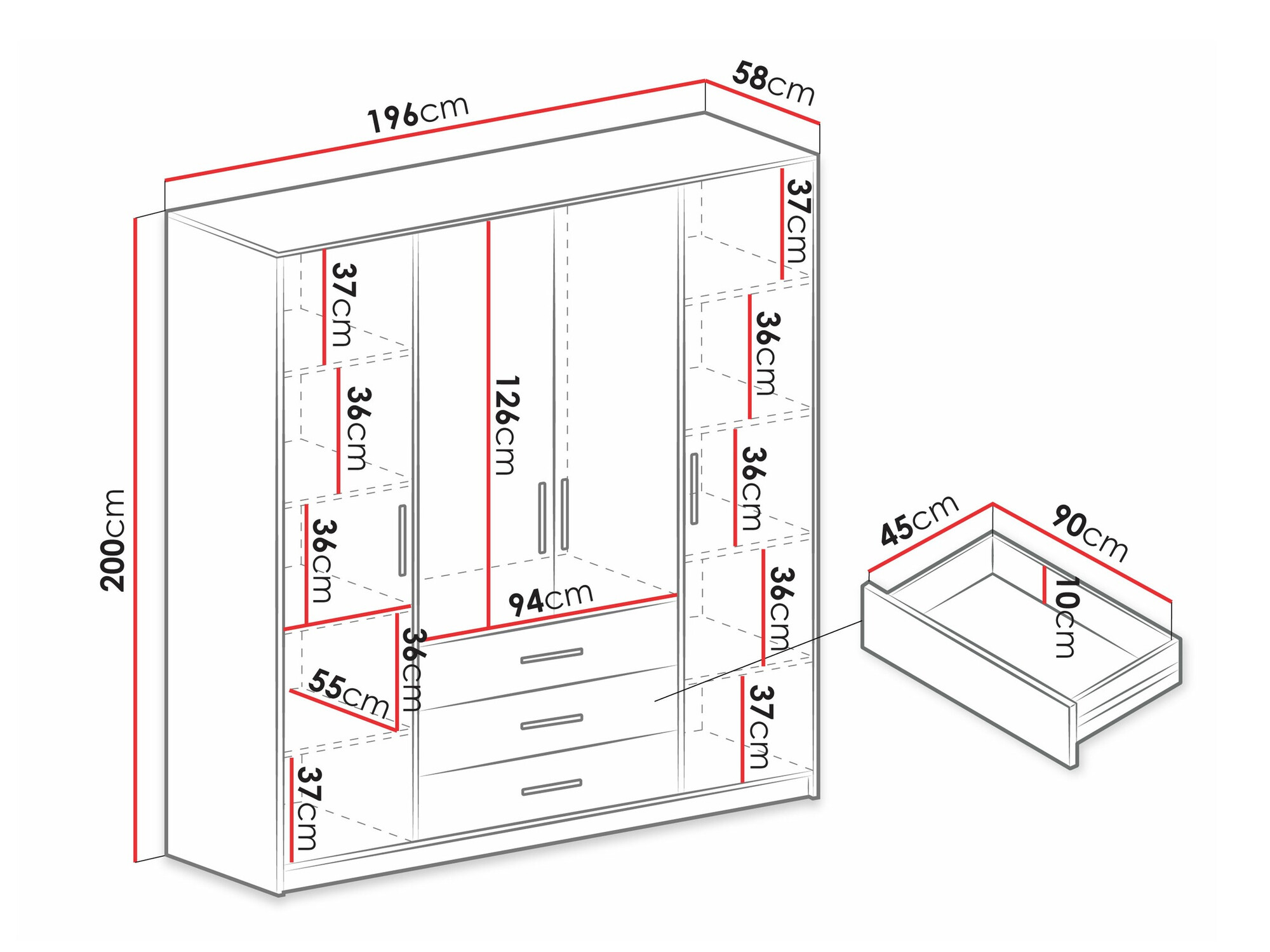 Гардероб Dortivu 154 (Бял)