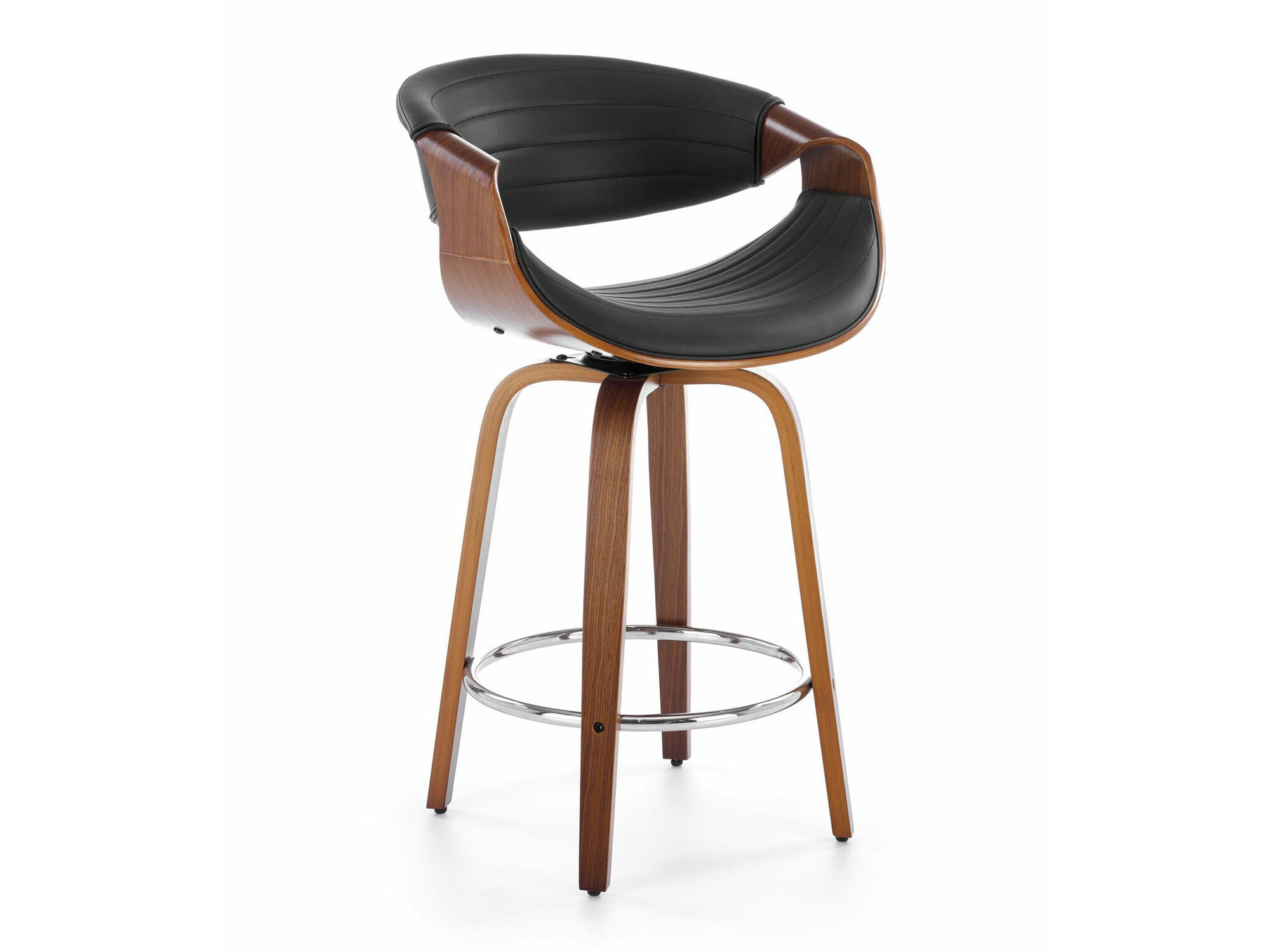 Нисък бар стол Houston 1599 (Черен + Орех)