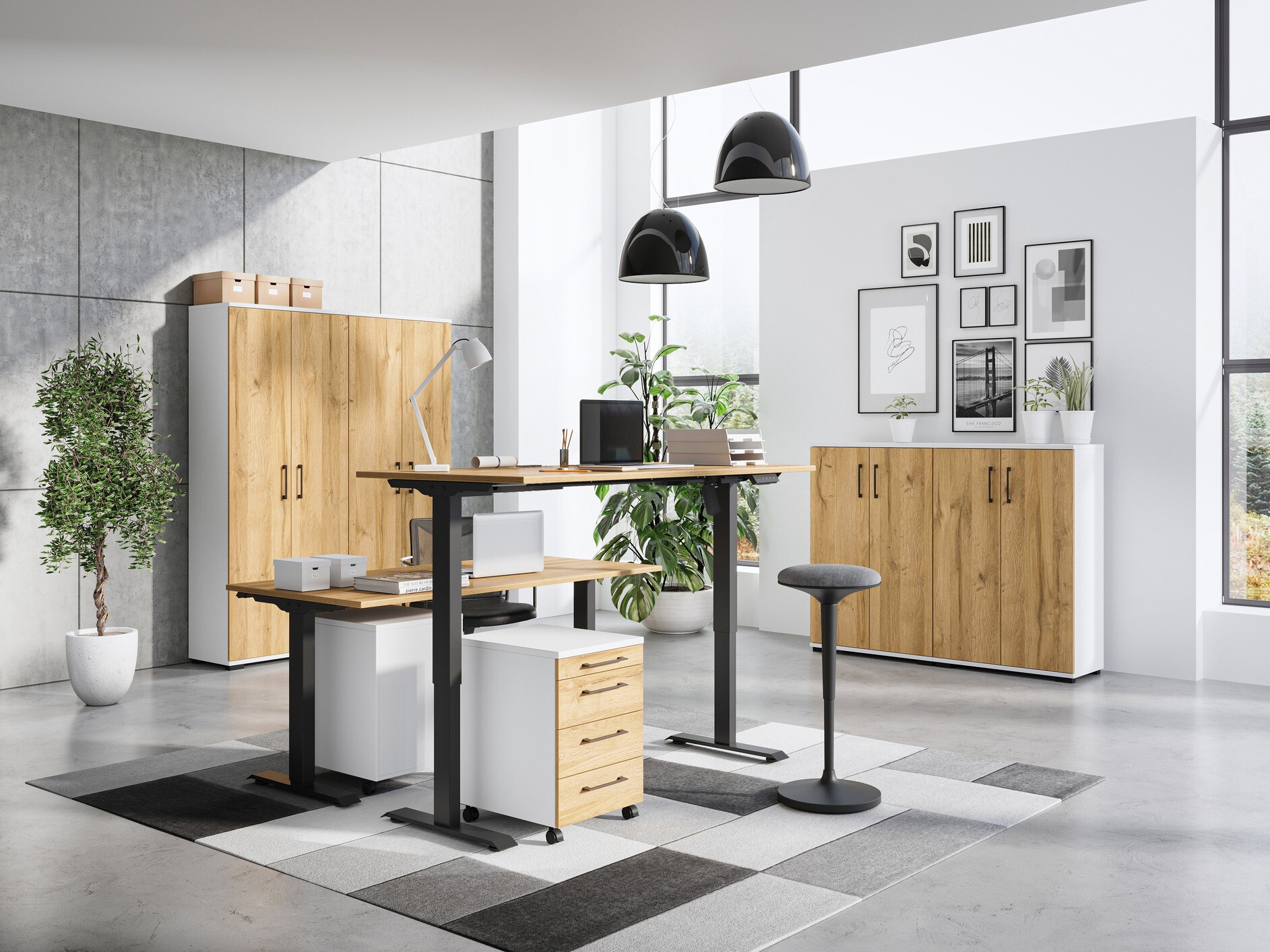 Шкаф Lartesi 101 (Бял + Grandson дъб)