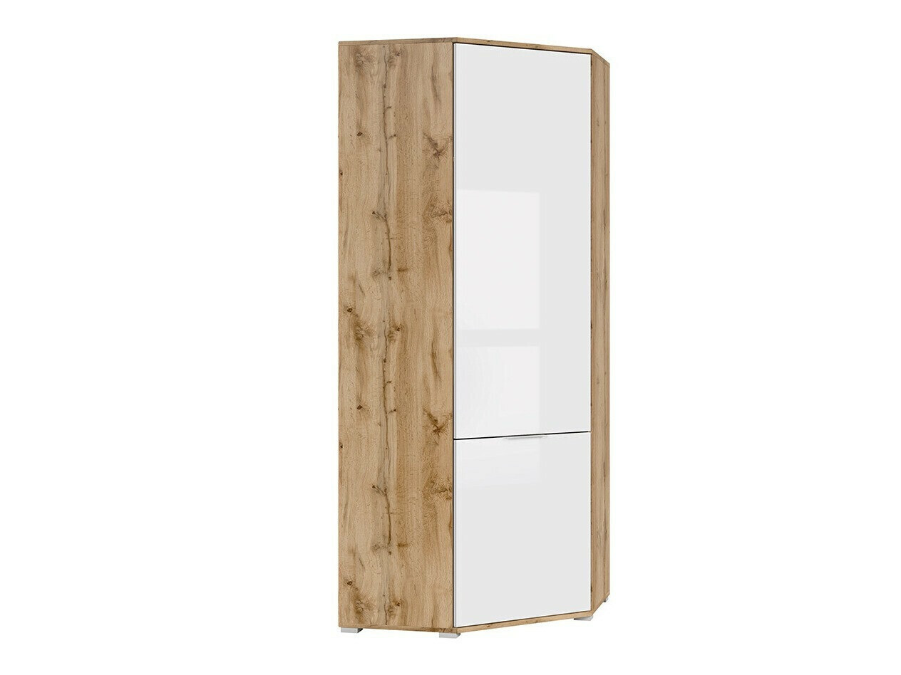 Ъглов гардероб Tivetra 116 (Дъб уотан + Бял гланц)