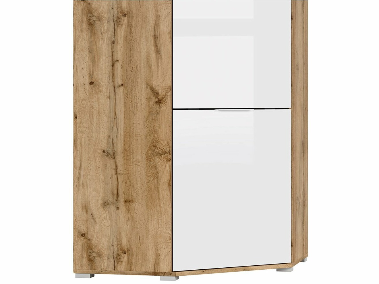 Ъглов гардероб Tivetra 116 (Дъб уотан + Бял гланц)
