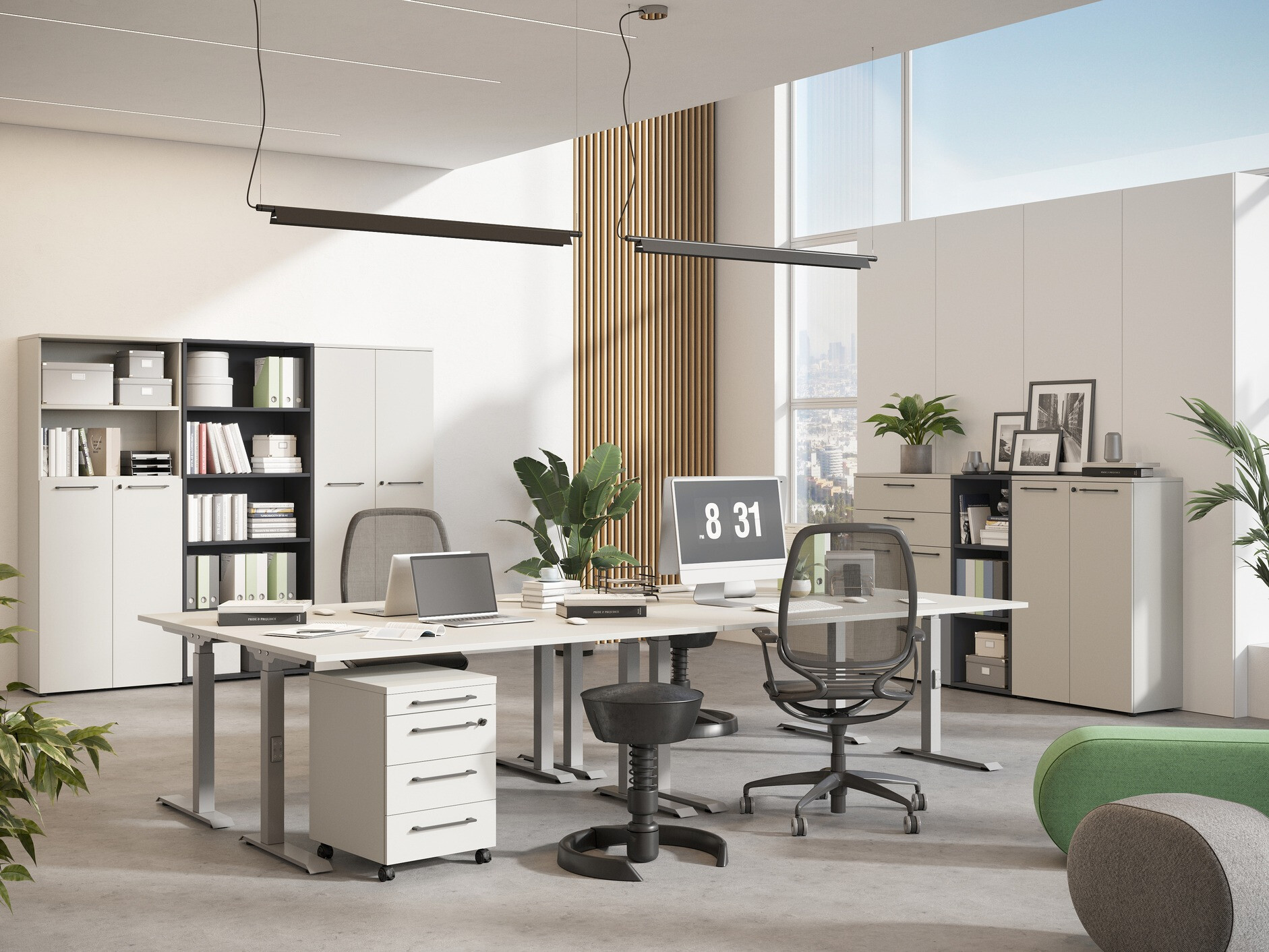 Офис бюро Eliromo 122 (Светло сив + Сребро)