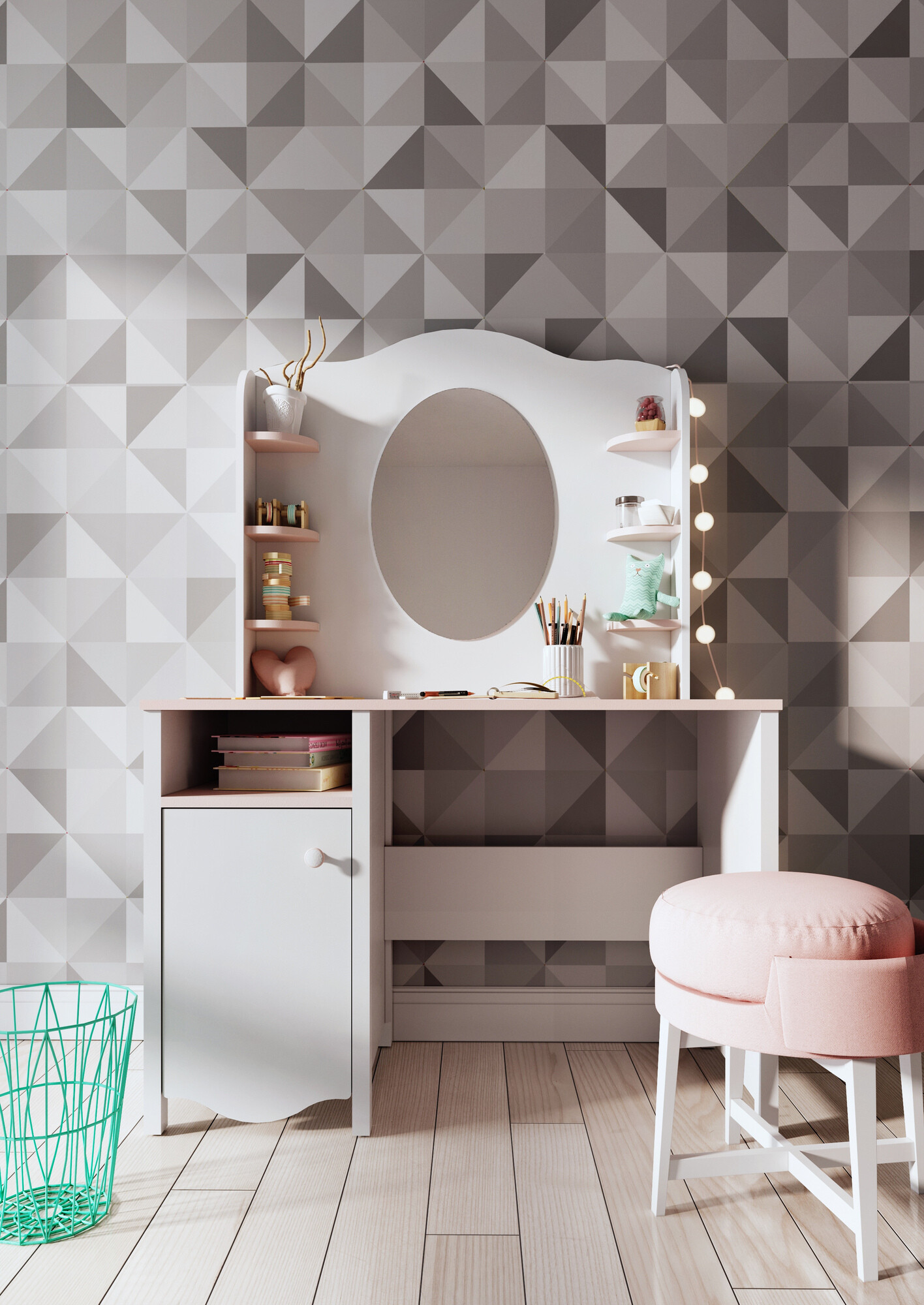 Офис бюро Velferi 114 (Бял + Роза)