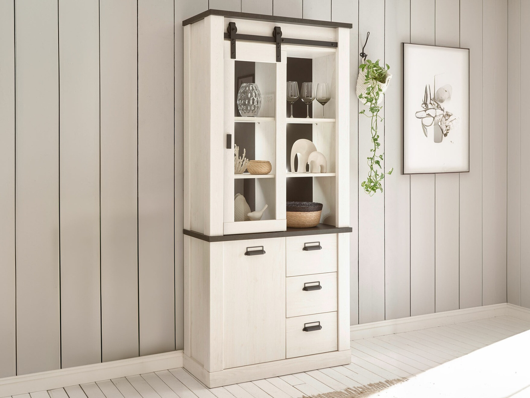 Етажерка Cirtale 114 (Избелен бор + Antrahite)