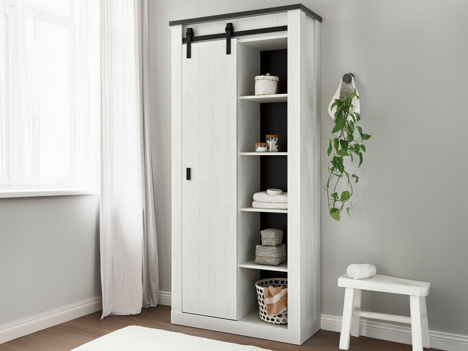 Етажерка Cirtale 122 (Избелен бор + Антрацит)