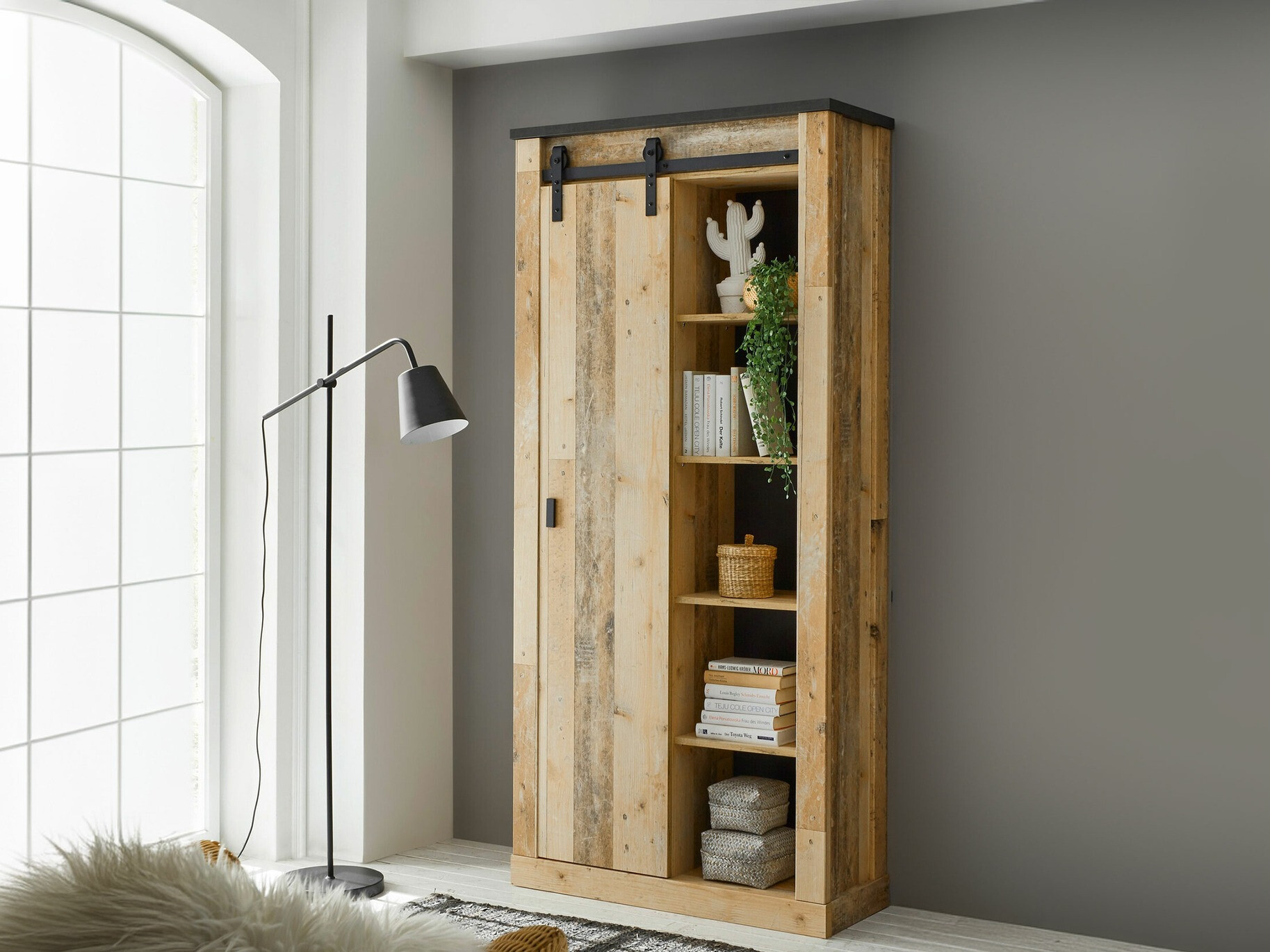 Етажерка Cirtale 122 (Отлежало дърво + Антрацит)