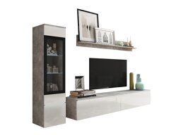 Комплект за хол Sarasota 125 (Бетон + Бял гланц)