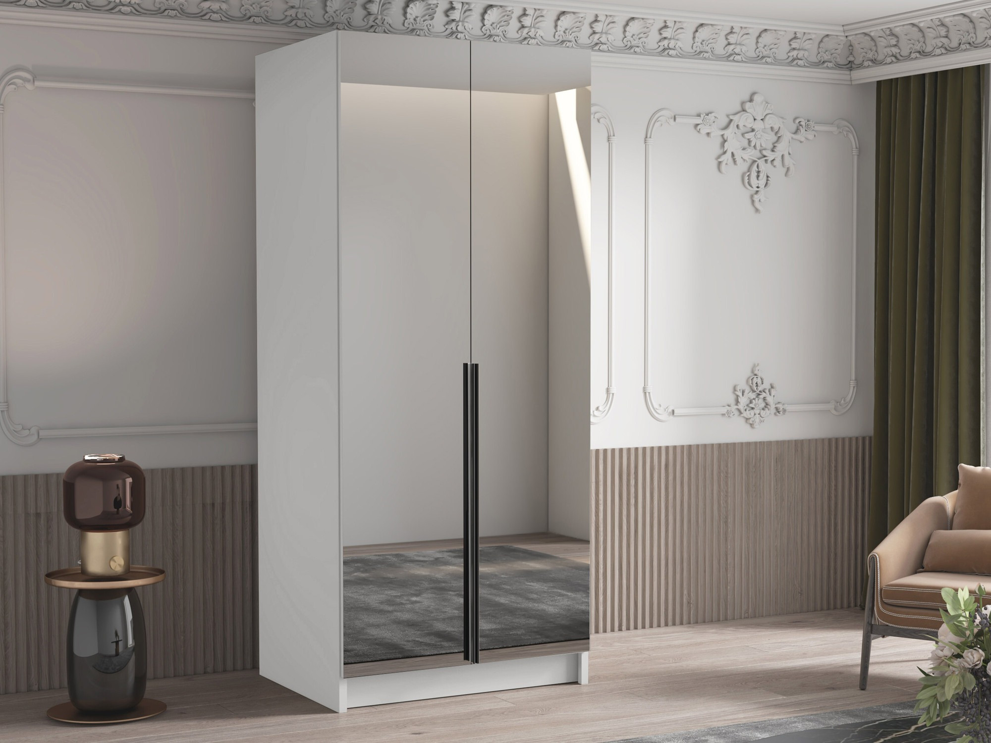 Гардероб Closico 193 (Бял + Черен)