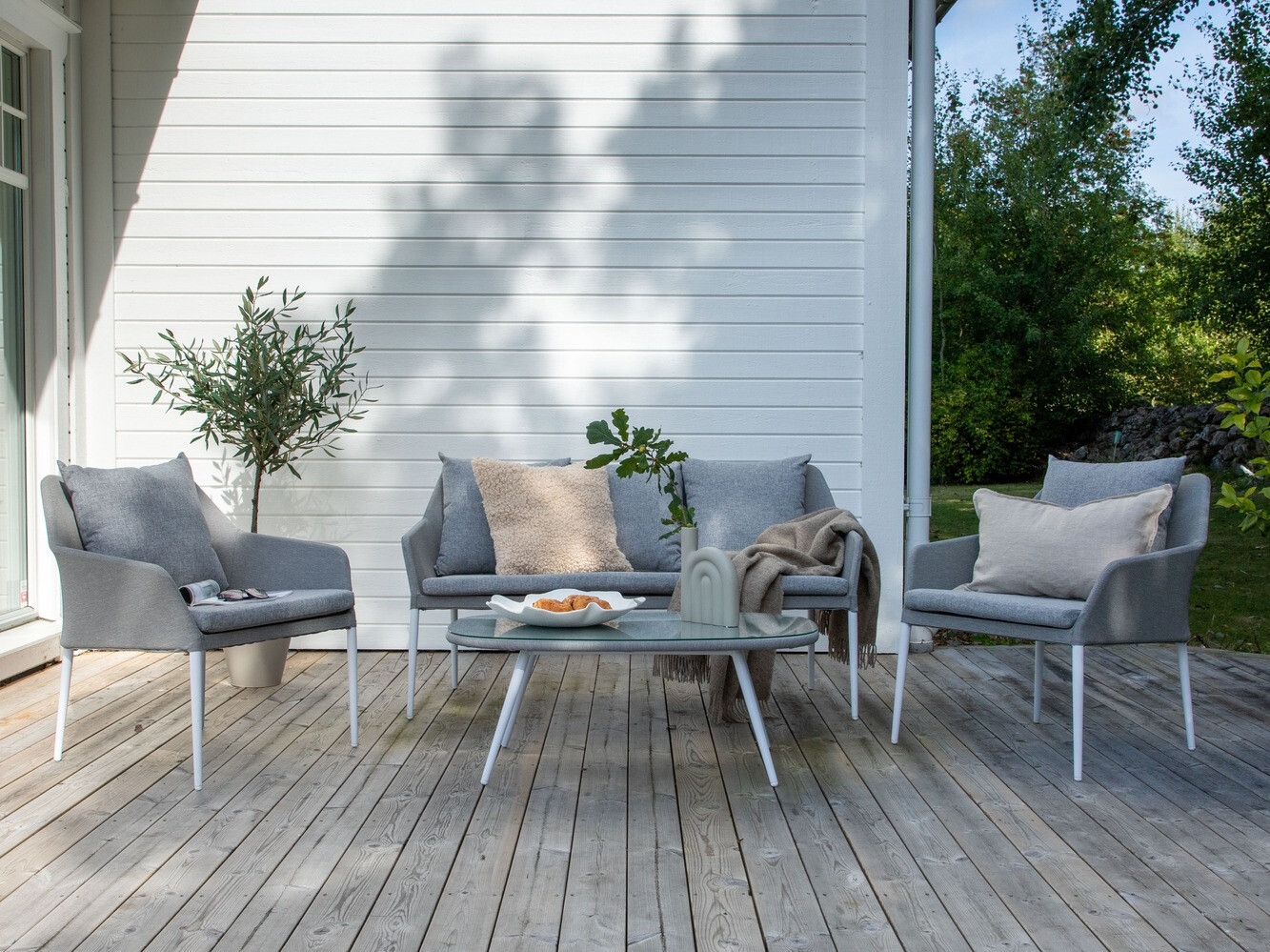 Градински комплект Dallas 3116 (Светло сив + Бял)