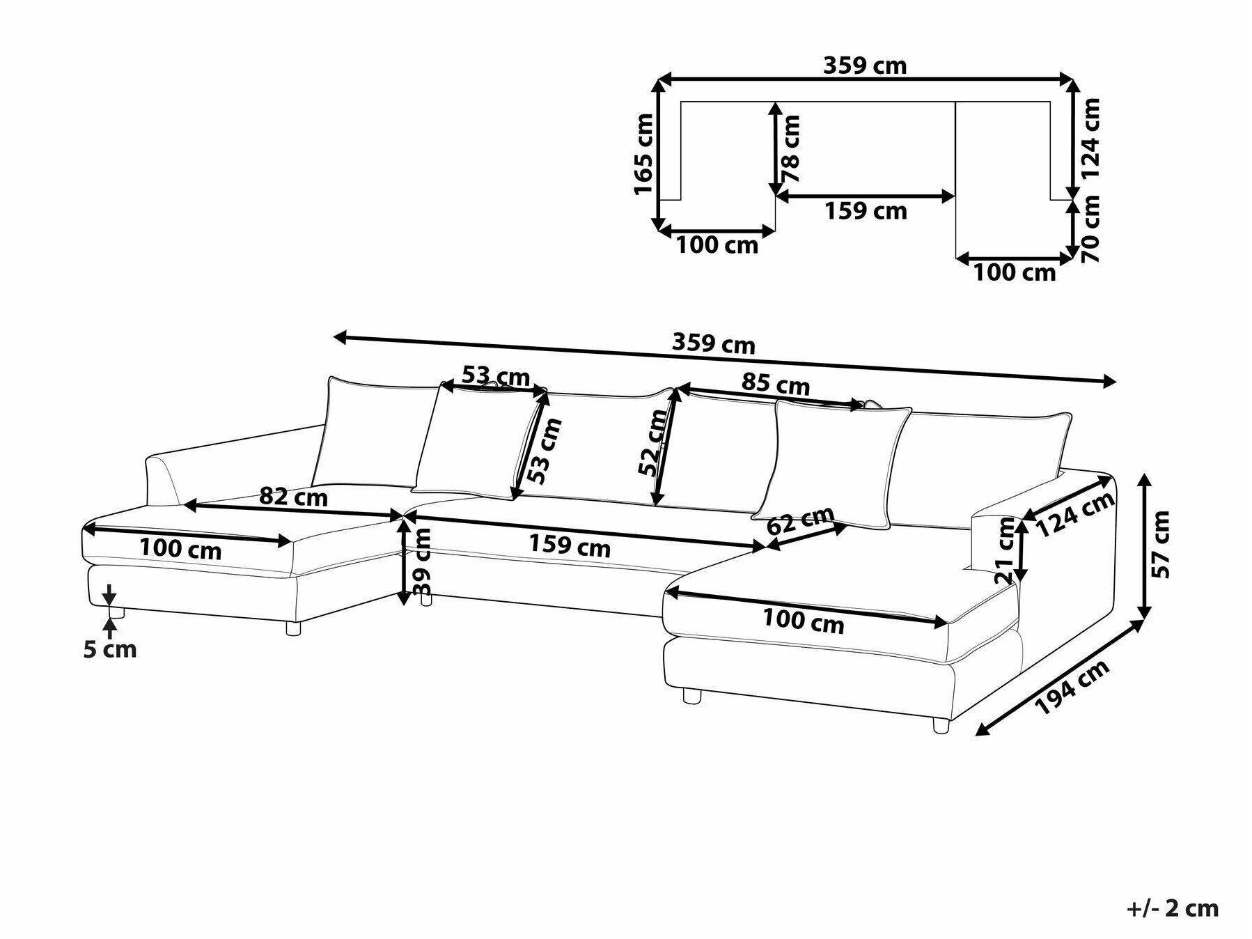 Ъглов диван Berwyn 1665 (Светлокафяво)