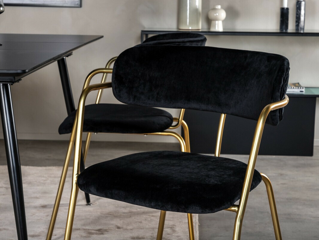 Стол Dallas 108 (Черен + Месинг)