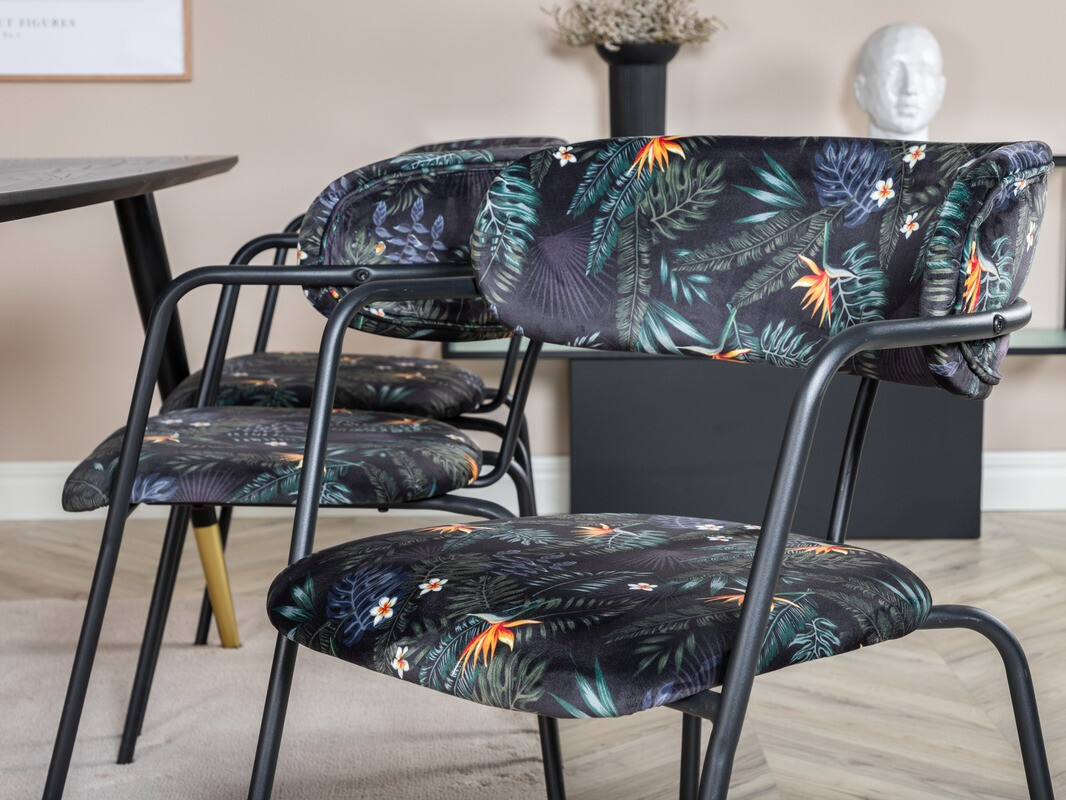 Стол Dallas 108 (Флорален модел + Черен)