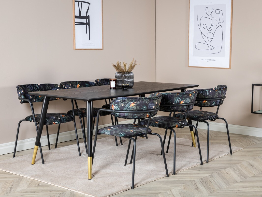 Стол Dallas 108 (Флорален модел + Черен)