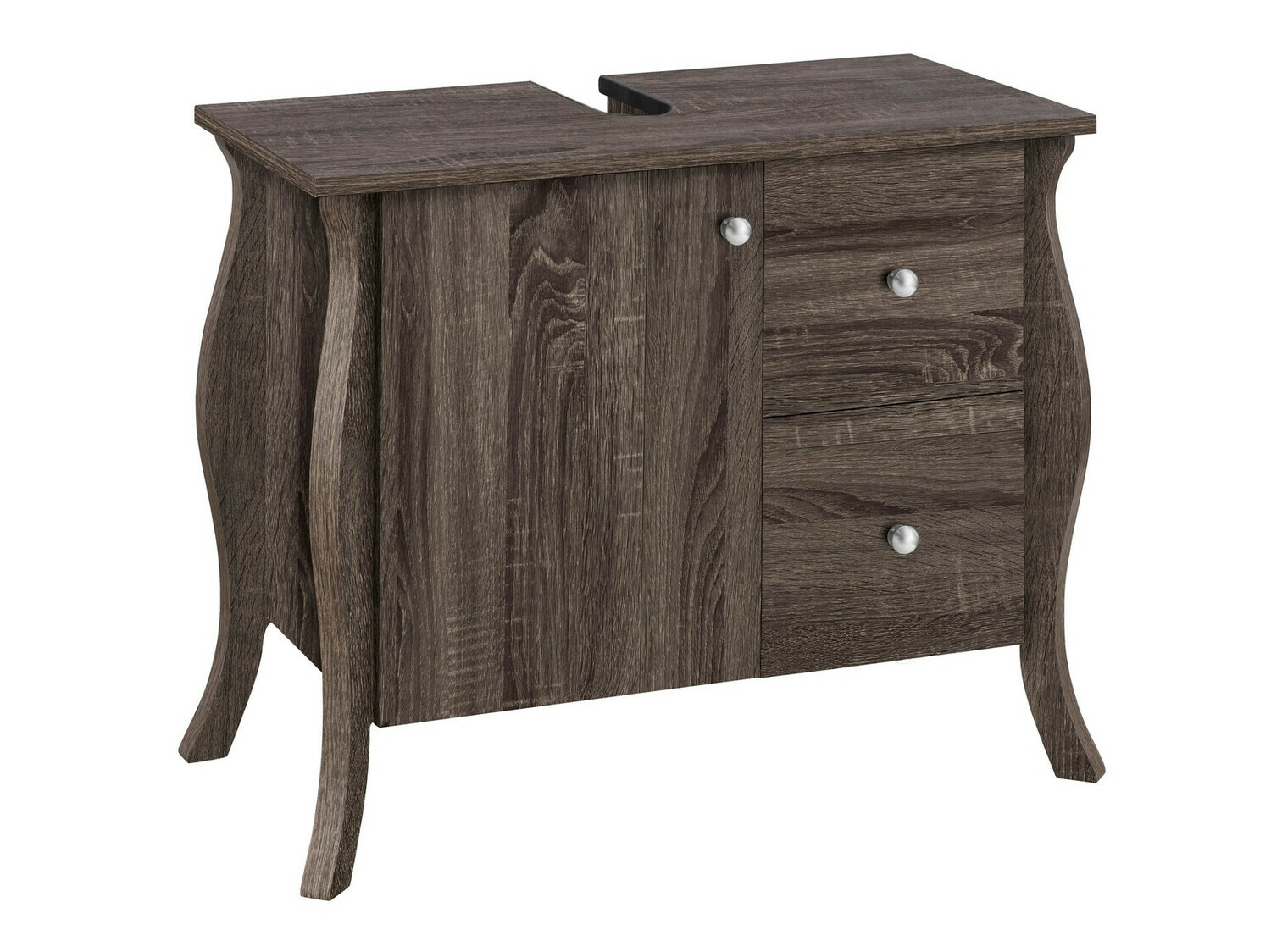 Стоящ шкаф за баня за мивка Ophtole 101 (Сив дъб)