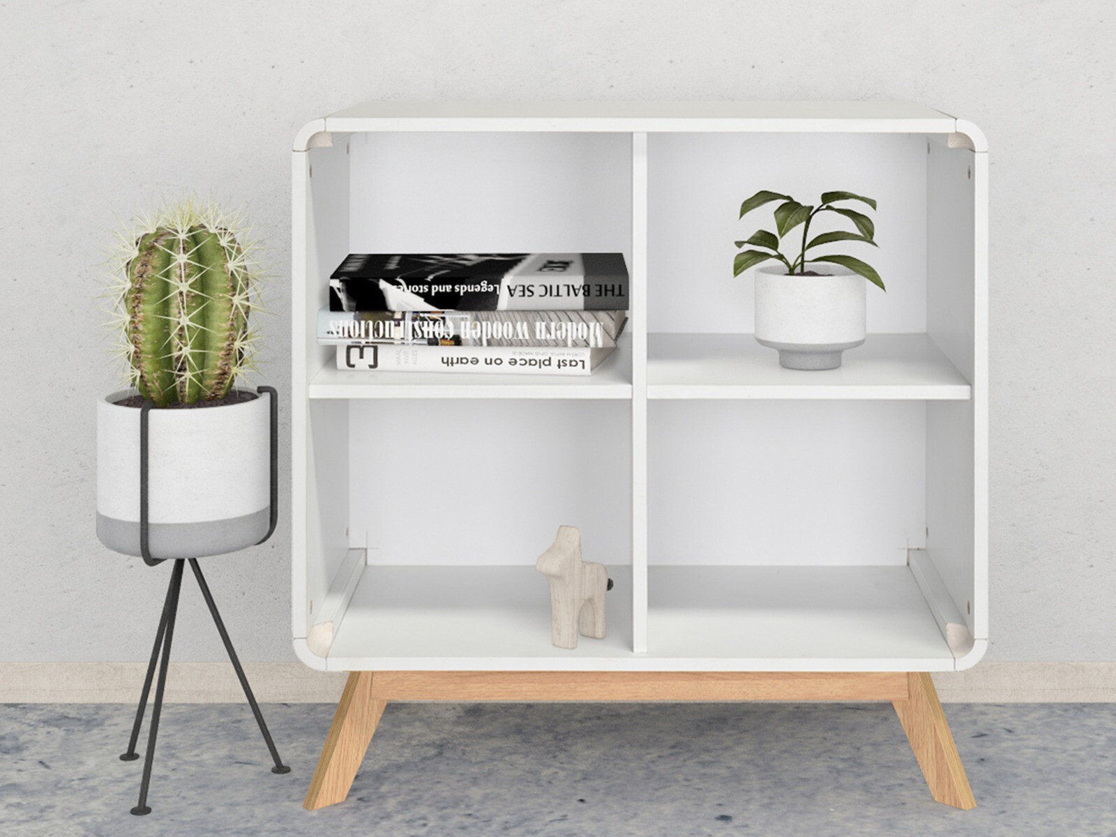 Етажерка Elbtena 104 (Бял + Дъб)