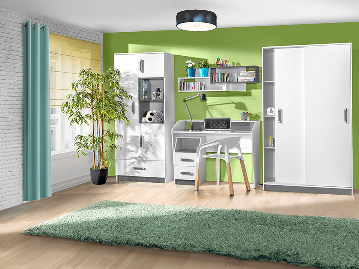 Комплект за детска стая Lorlare 119 (Бял + Сив)