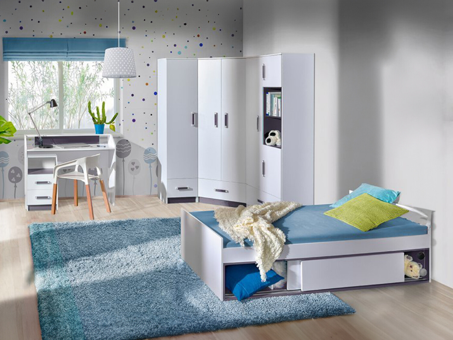 Комплект за детска стая Lorlare 120 (Бял + Сив)