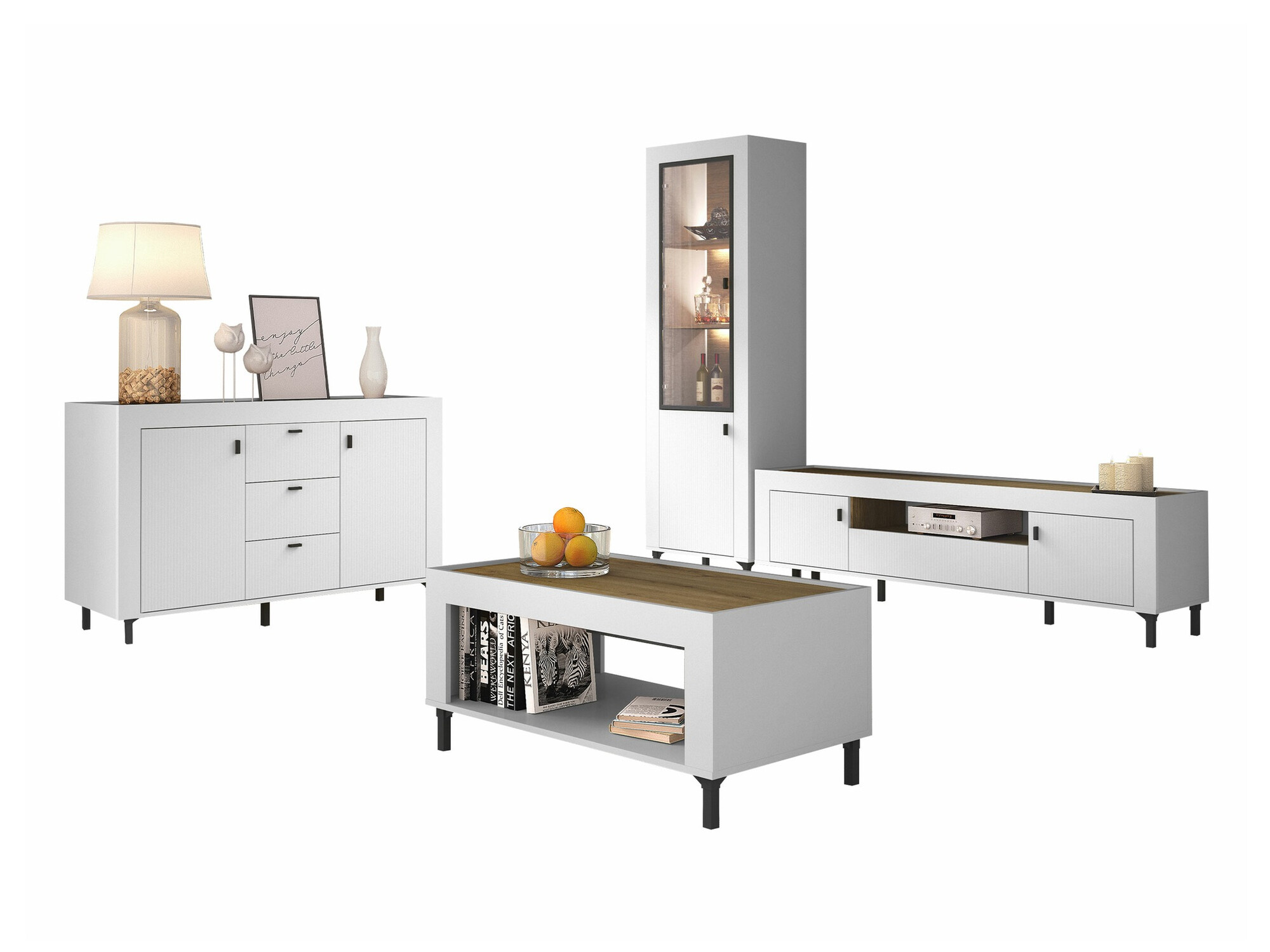 Комплект за хол Mormavu 114 (Матов бял)