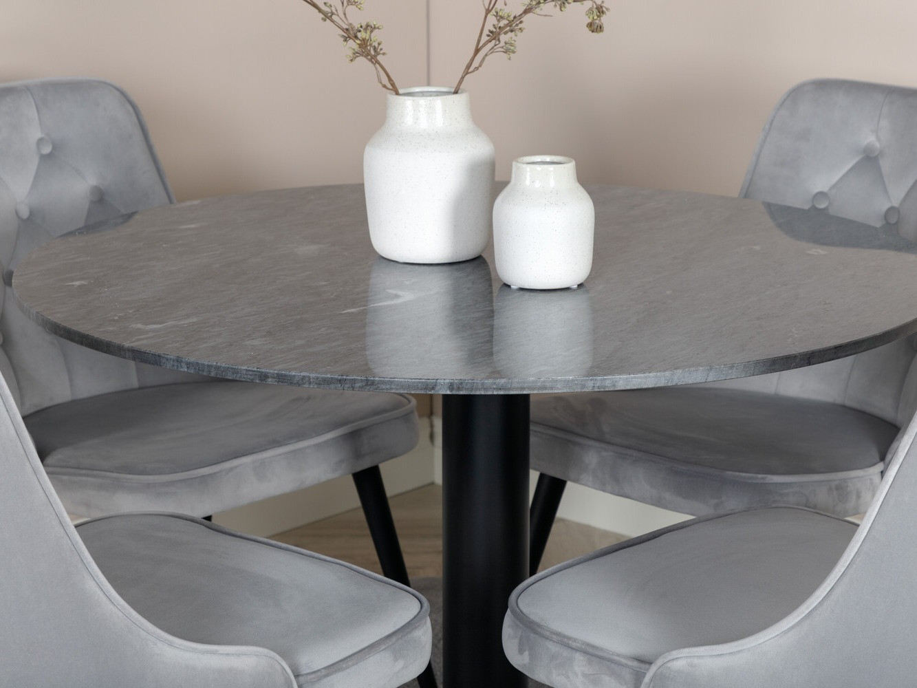 Маса и столове за трапезария Dallas 2671 (Сив + Черен)