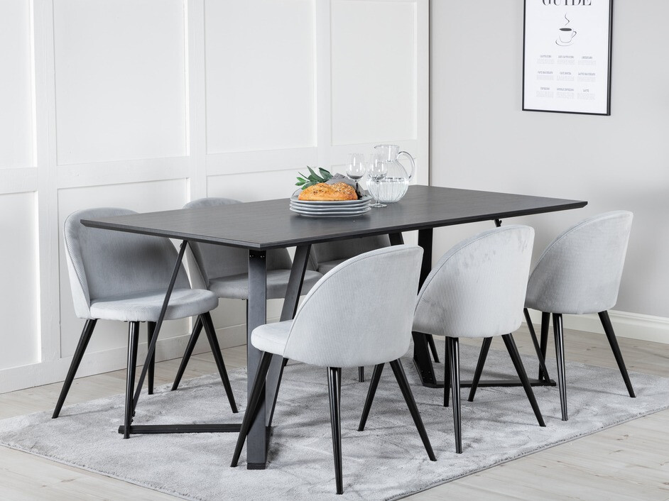 Маса и столове за трапезария Dallas 1962 (Черен + Светло сив)
