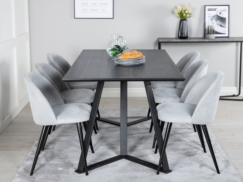 Маса и столове за трапезария Dallas 1962 (Черен + Светло сив)