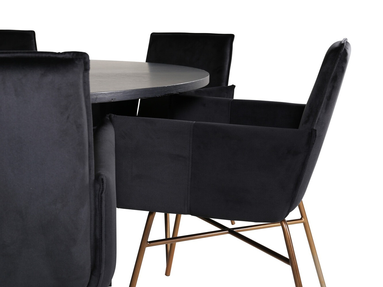 Маса и столове за трапезария Dallas 2391 (Черен + Месинг)