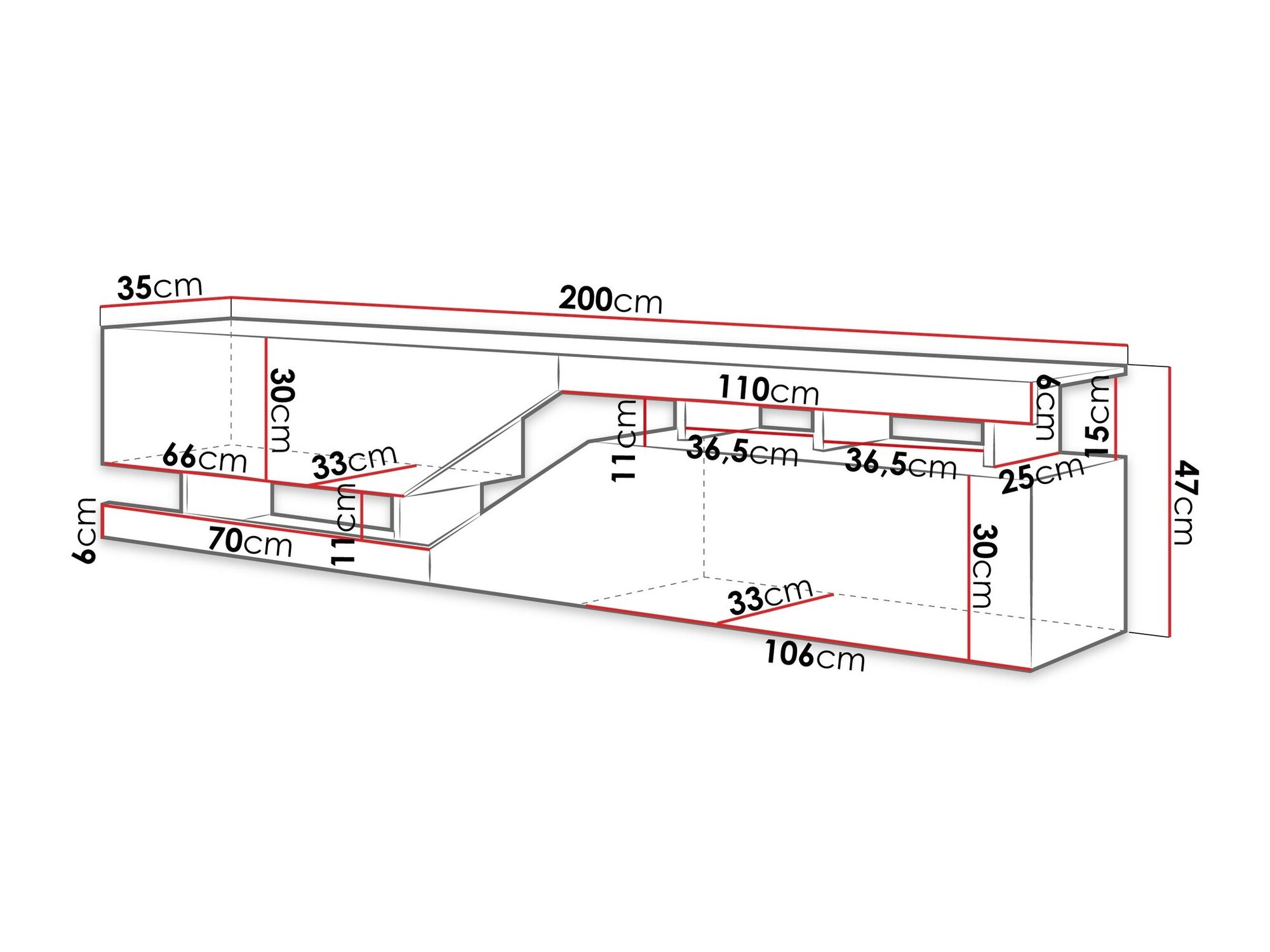 ТВ шкаф Comfivo Daldune 104 (Антрацит + Дъб уотан)