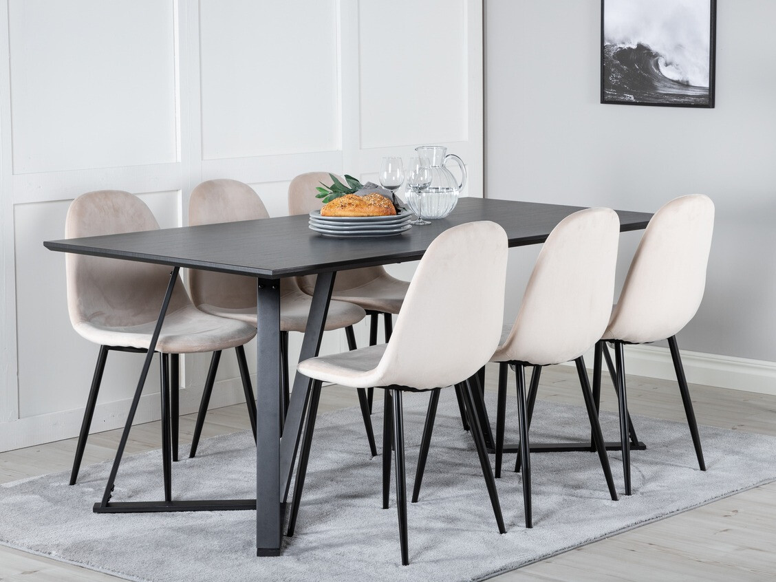 Маса и столове за трапезария Dallas 2476 (Бежов + Черен)