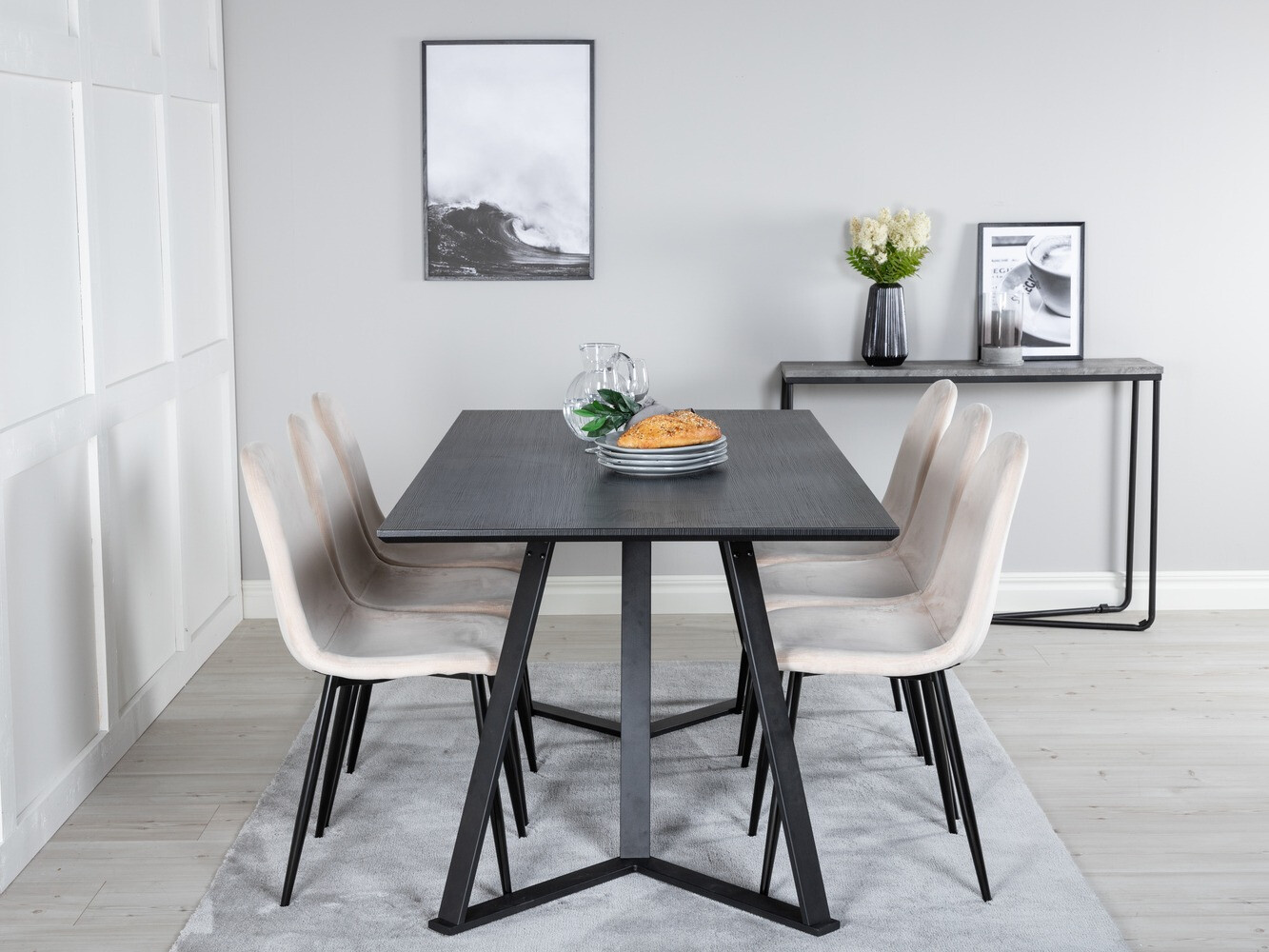 Маса и столове за трапезария Dallas 2476 (Бежов + Черен)