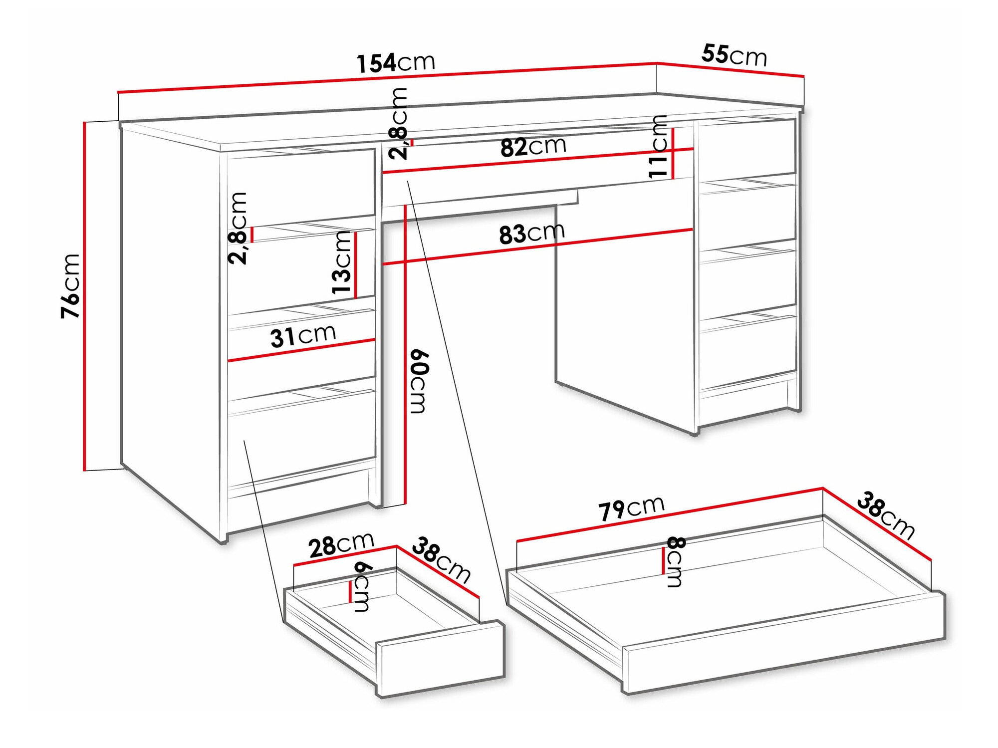 Офис бюро Comfivo 401 (Бял)