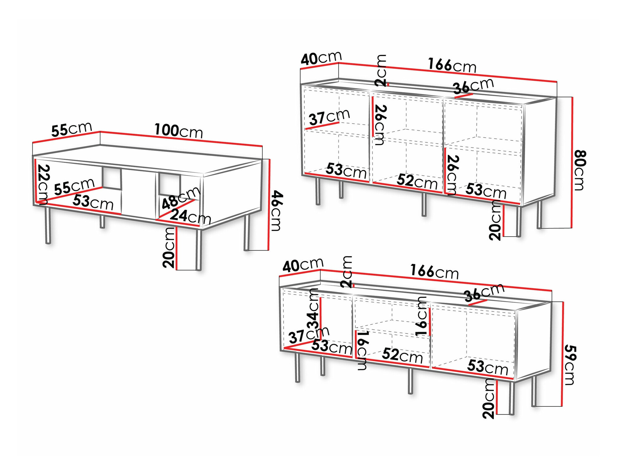 Комплект за хол Sillen (Черен)