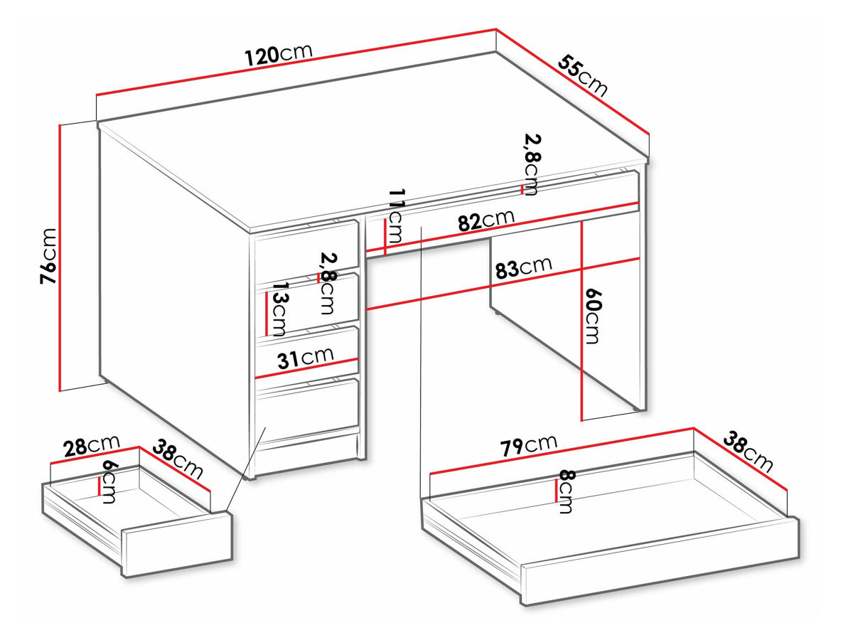 Офис бюро Comfivo 312 (Бял + Бял гланц)